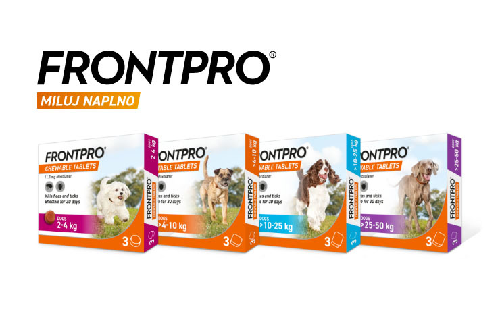 Pomôžte svojmu psovi v boji proti parazitom a testujte zadarmo FRONTPRO® antiparazitárne žuvacie tablety pre psy 10-25 kg